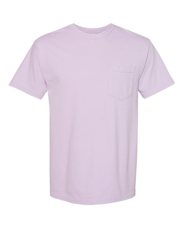 Front View of Orchid Garment-Dyed Heavyweight Pocket T-Shirt - 6030
