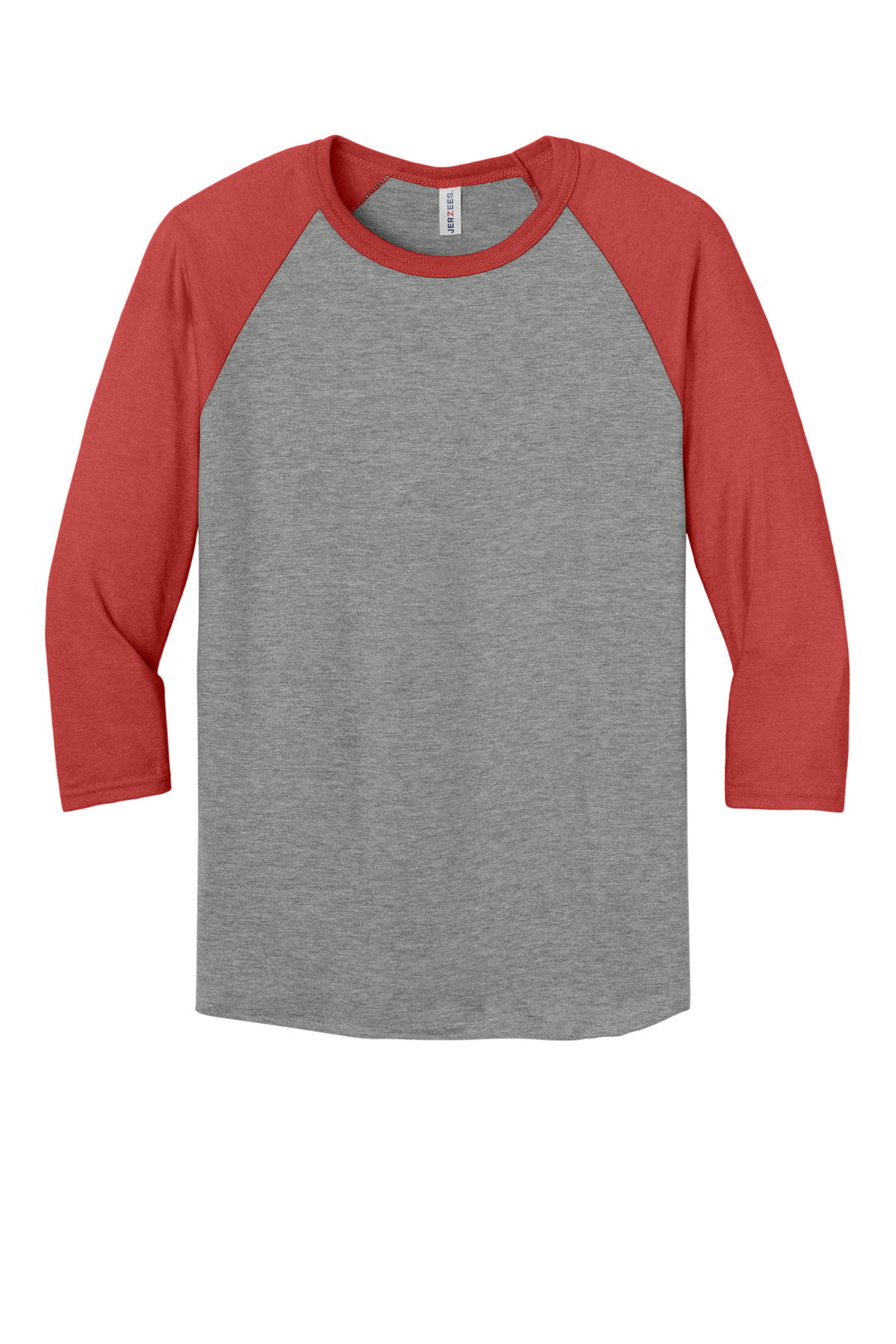 Front View of Ox/FieryRH Jerzees Unisex Premium Blend Combed Ring Spun 3/4-Sleeve Raglan 560R