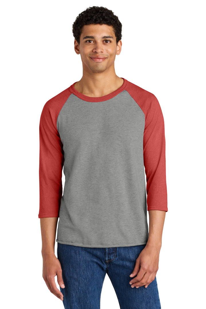 Front View of Ox/FieryRH Jerzees Unisex Premium Blend Combed Ring Spun 3/4-Sleeve Raglan 560R