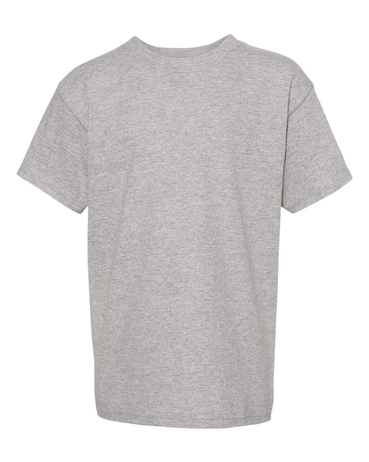 Front View of Oxford Grey Essential-T Youth T-Shirt - 5480