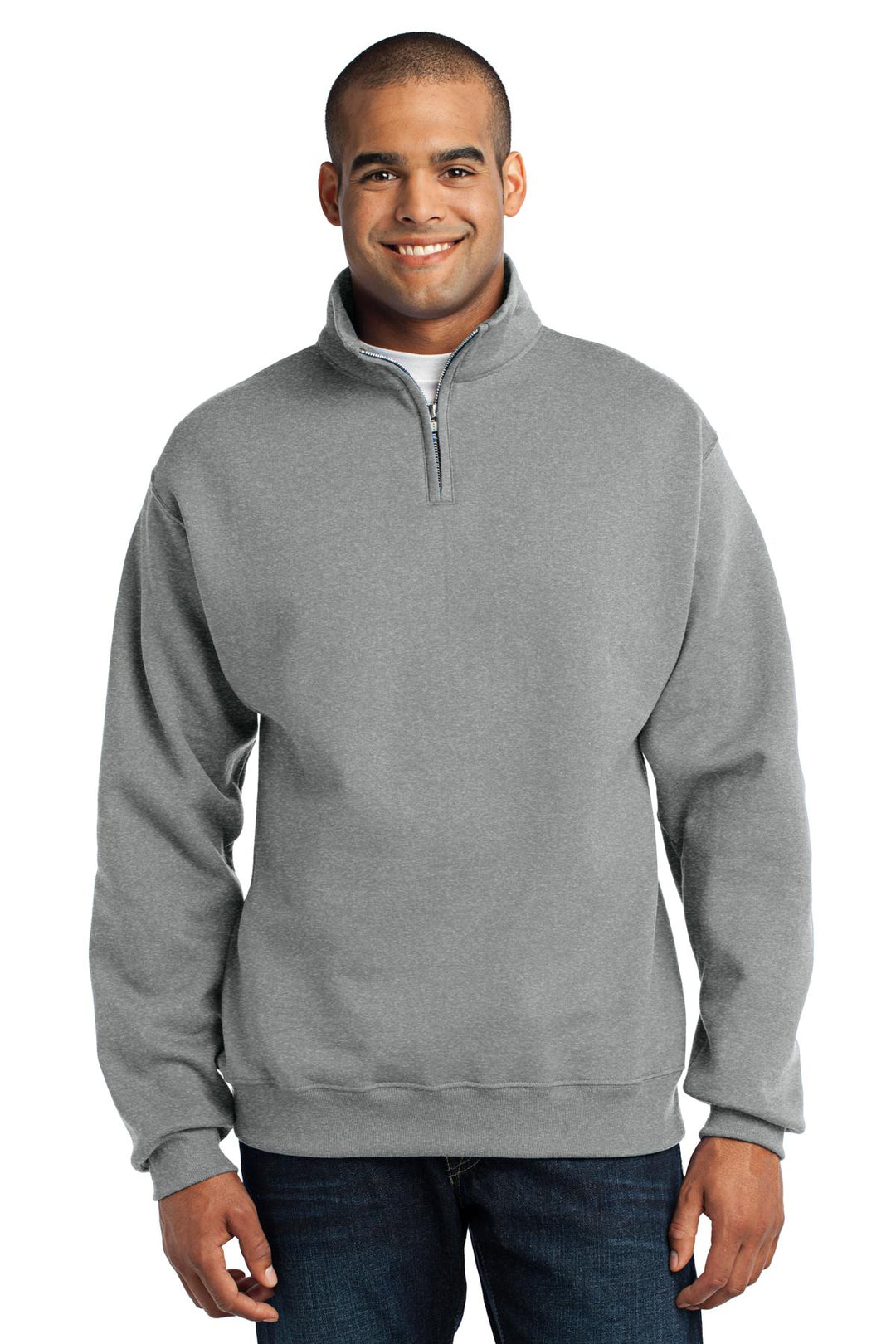 Front View of Oxford Jerzees - NuBlend 1/4-Zip Cadet Collar Sweatshirt. 995M