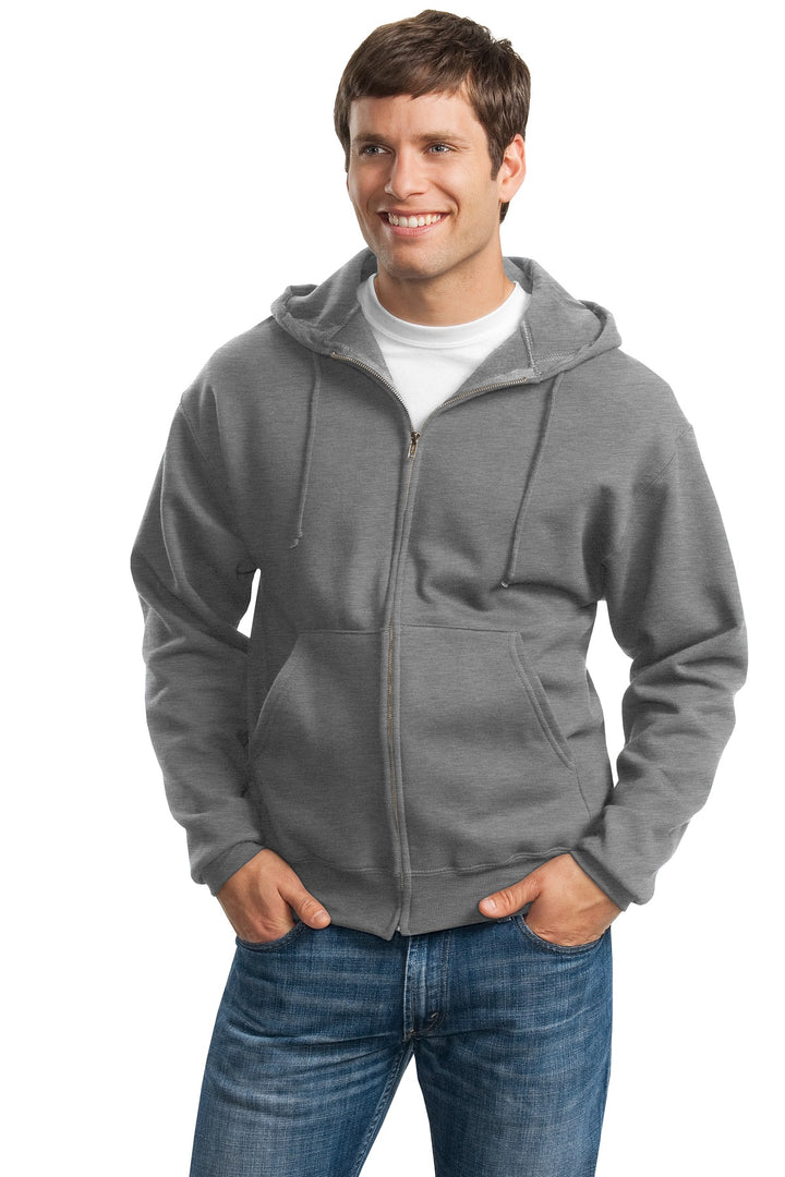 Front View of Oxford Jerzees Super Sweats NuBlend - Full-Zip Hooded Sweatshirt. 4999M
