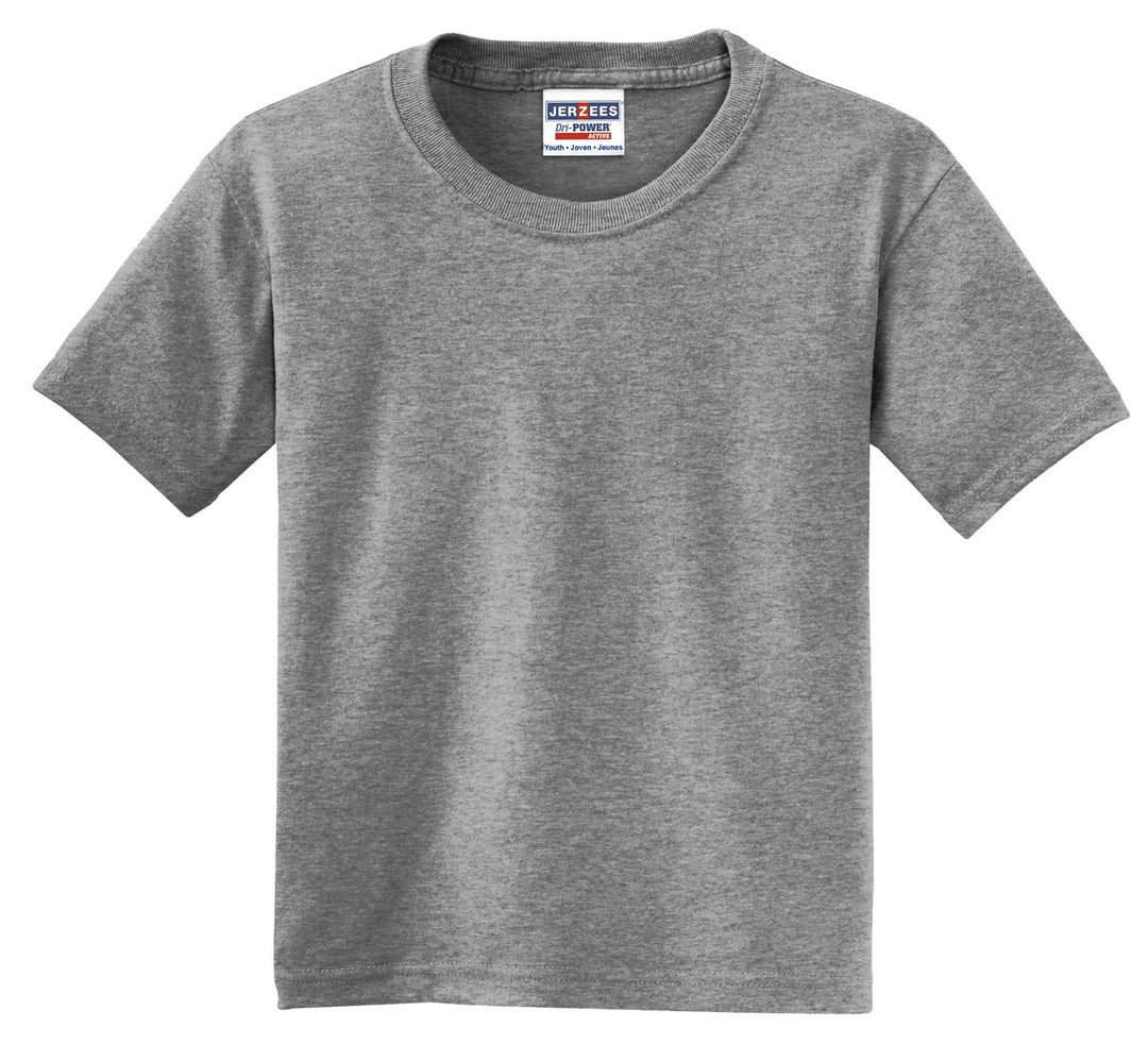 Front View of Oxford Jerzees - Youth Dri-Power 50/50 Cotton/Poly T-Shirt. 29B