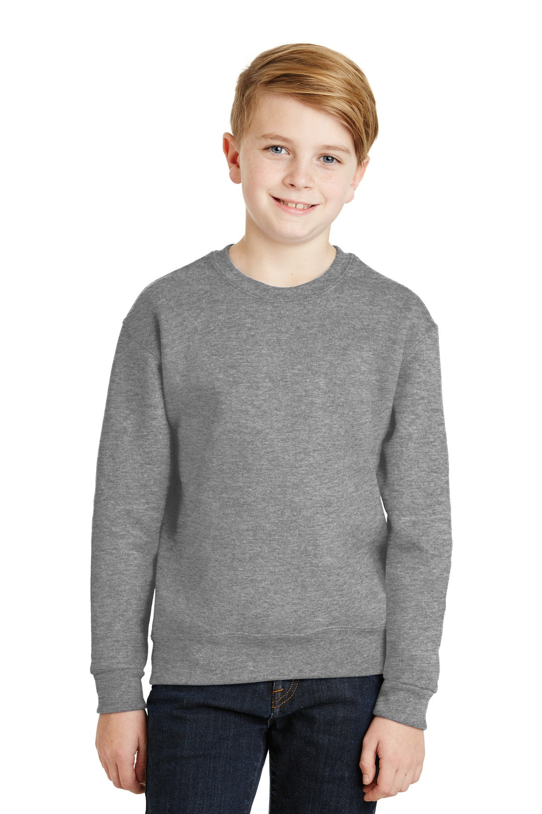 Front View of Oxford Jerzees - Youth NuBlend Crewneck Sweatshirt. 562B