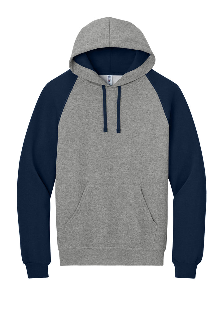 Front View of Ox/JNavy Jerzees Unisex NuBlend Colorblock Raglan Hoodie Sweatshirt 96C