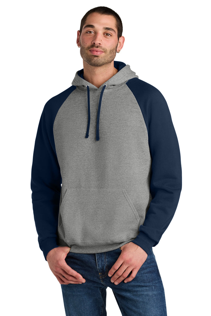Front View of Ox/JNavy Jerzees Unisex NuBlend Colorblock Raglan Hoodie Sweatshirt 96C