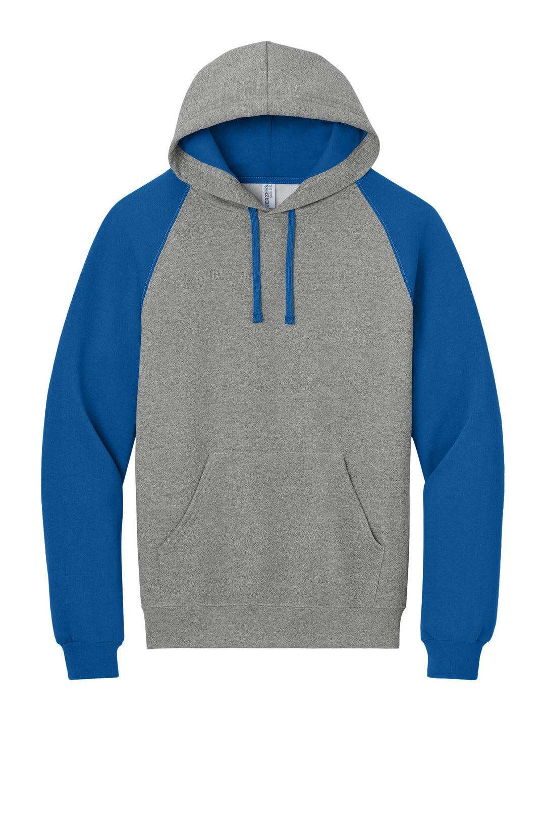 Front View of Ox/Royal Jerzees Unisex NuBlend Colorblock Raglan Hoodie Sweatshirt 96C
