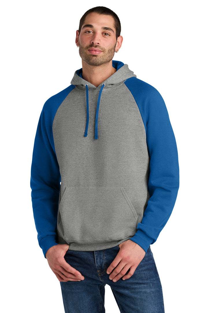 Front View of Ox/Royal Jerzees Unisex NuBlend Colorblock Raglan Hoodie Sweatshirt 96C