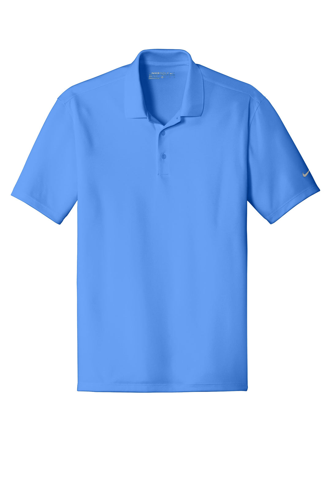 Front View of Pacific Blue Nike Dri-FIT Classic Fit Players Polo with Flat Knit Collar. 838956