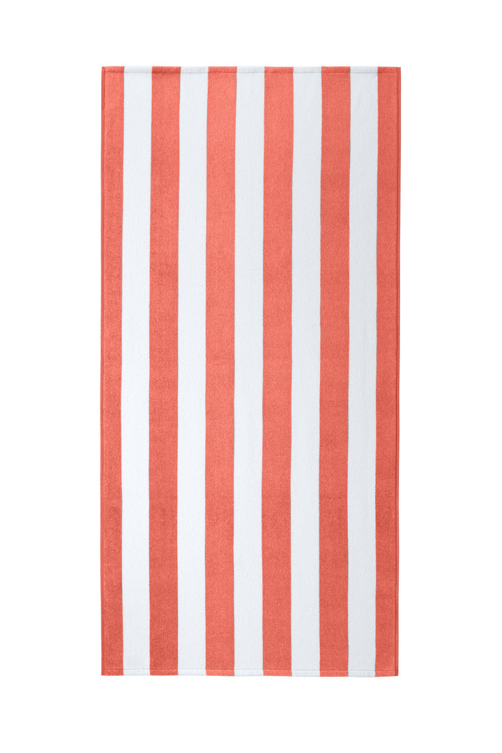Front View of Papaya Port Authority Value Cabana Stripe Beach Towel PT45
