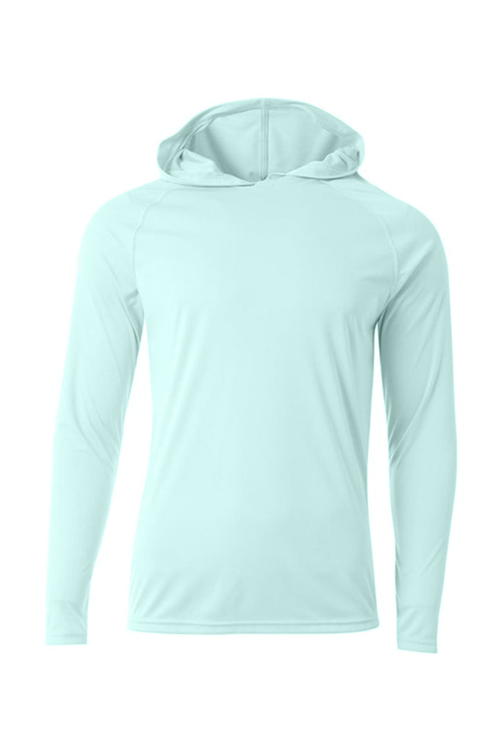 Front View of PastelMint A4 Cooling Performance Long Sleeve Hooded Tee A4N3409
