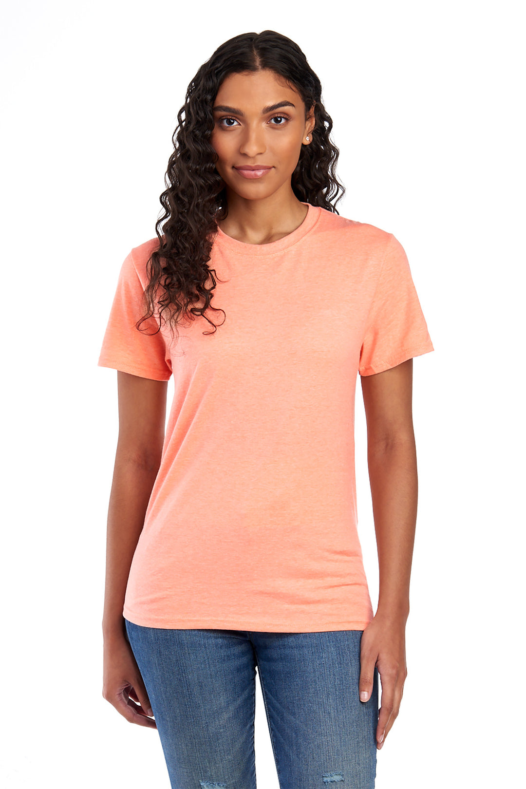 Front View of Peach Jerzees Premium Blend Ring Spun T-Shirt 560M