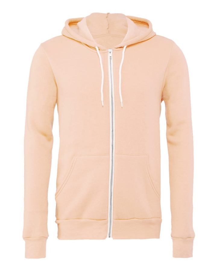 Front View of Peach Sponge Fleece Full-Zip Hoodie - 3739