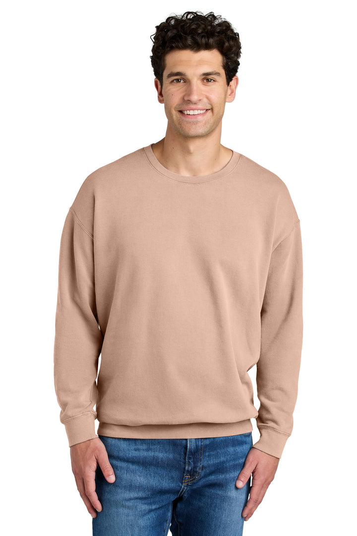 Front View of Peachy Comfort Colors Lightweight Crewneck Sweatshirt 1466