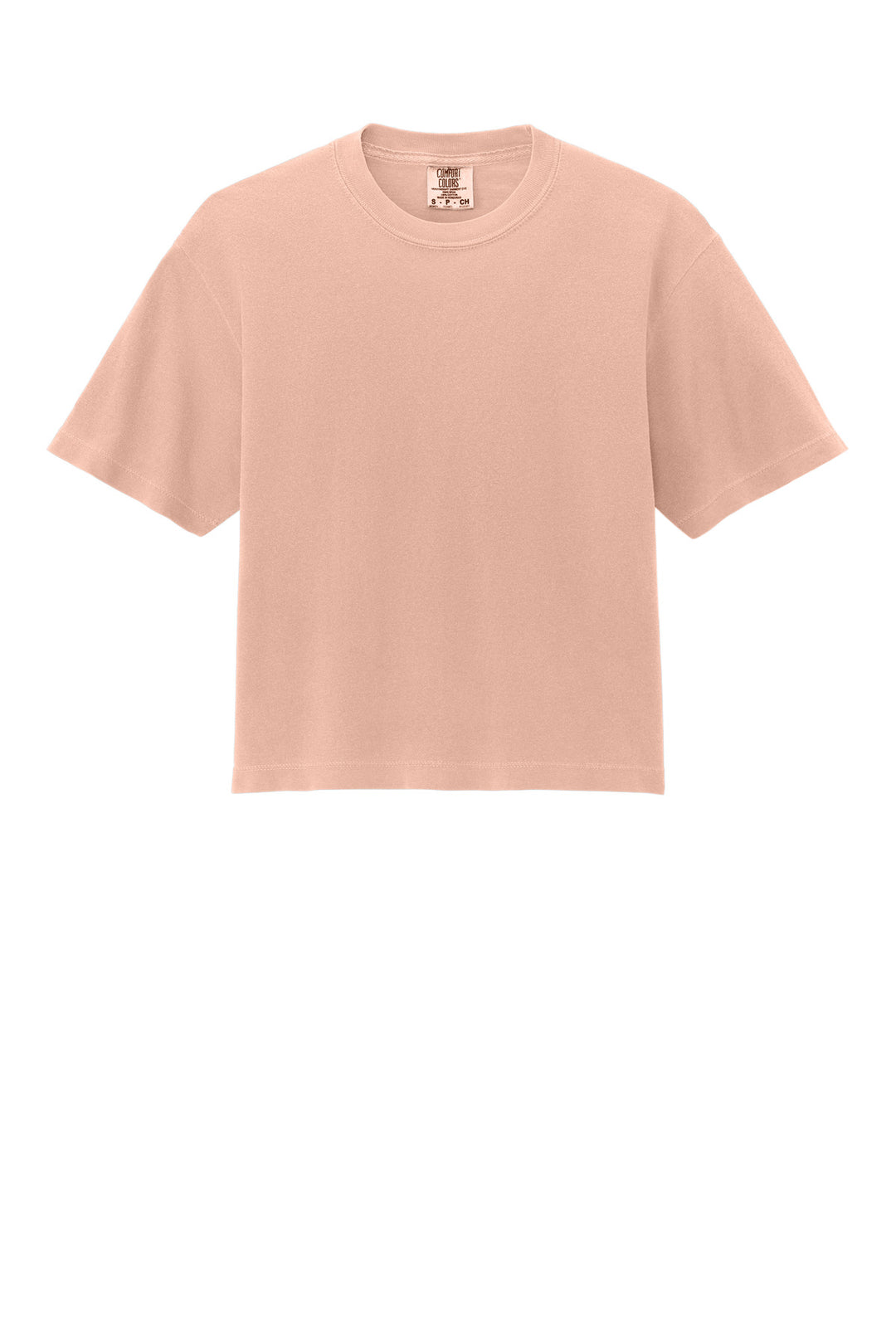 Front View of Peachy Comfort Colors Women's Heavyweight Boxy Tee 3023CL