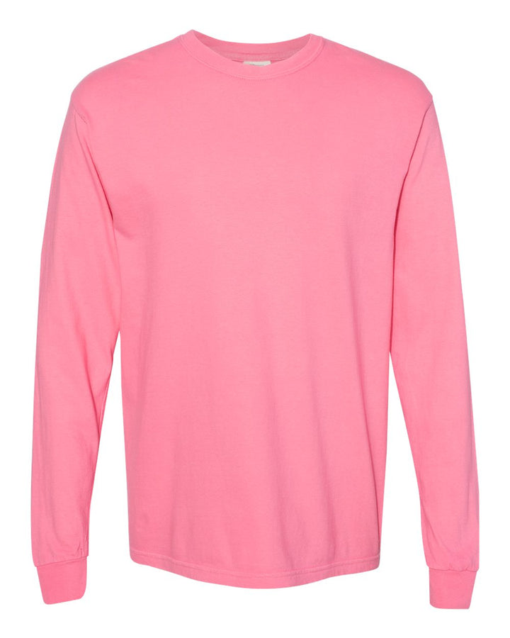 Front View of Peony Garment-Dyed Heavyweight Long Sleeve T-Shirt - 6014