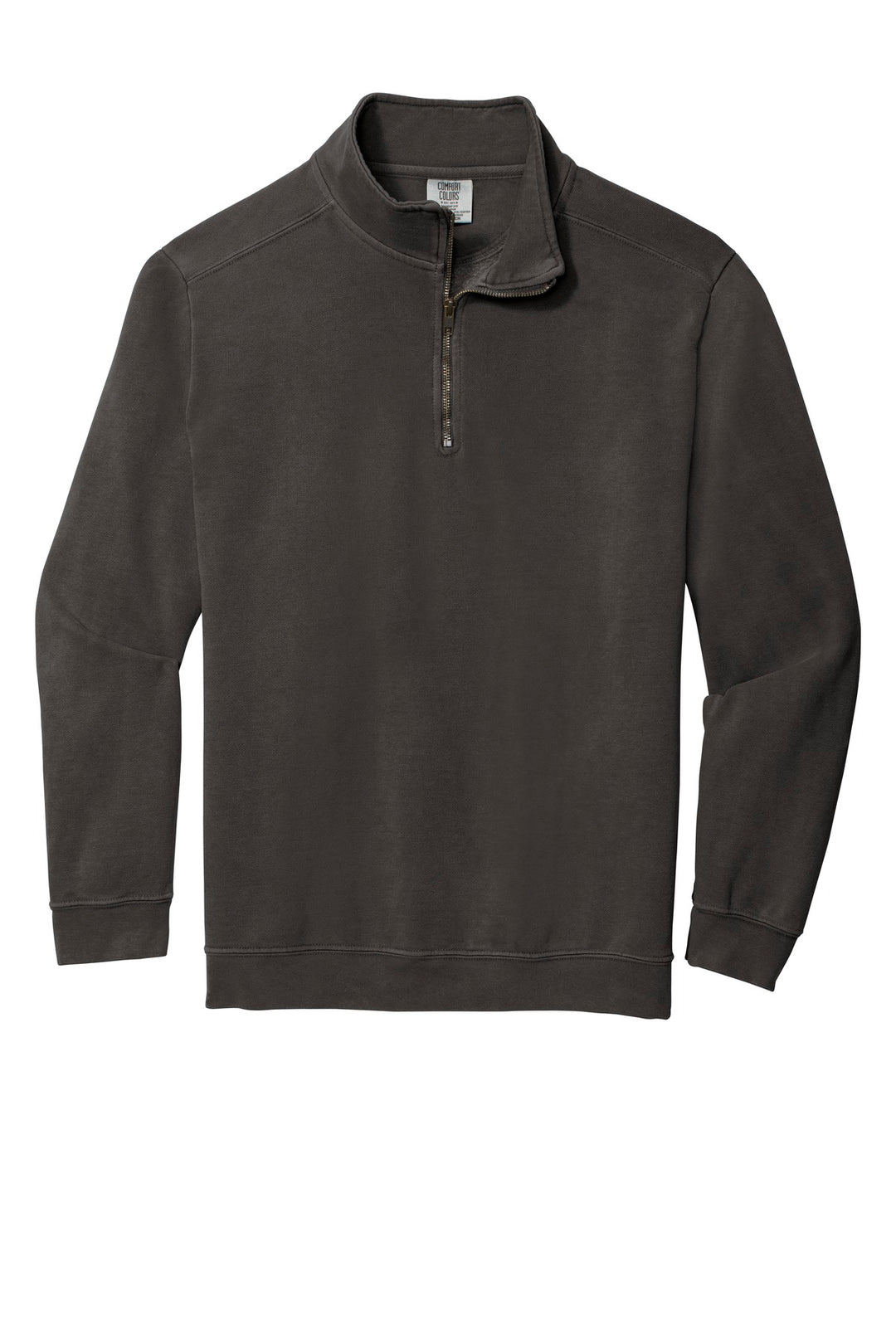 Front View of Pepper COMFORT COLORS Ring Spun 1/4-Zip Sweatshirt. 1580