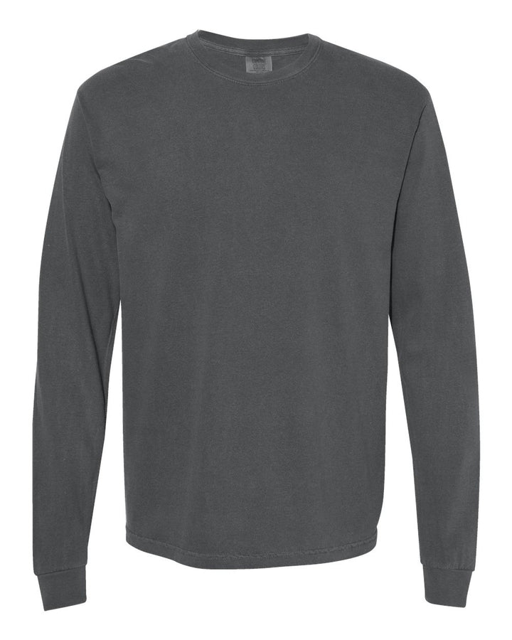 Front View of Pepper Garment-Dyed Heavyweight Long Sleeve T-Shirt - 6014
