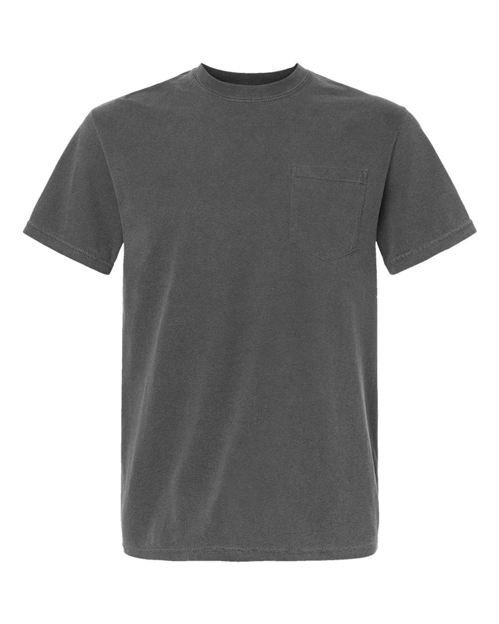 Front View of Pepper Garment-Dyed Heavyweight Pocket T-Shirt - 6030