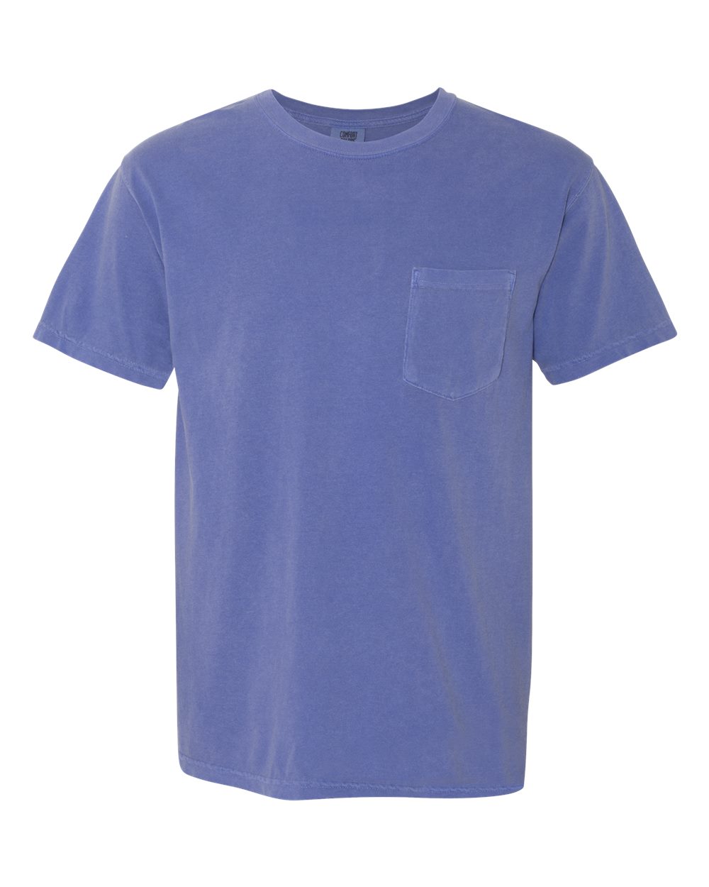 Front View of Periwinkle Garment-Dyed Heavyweight Pocket T-Shirt - 6030