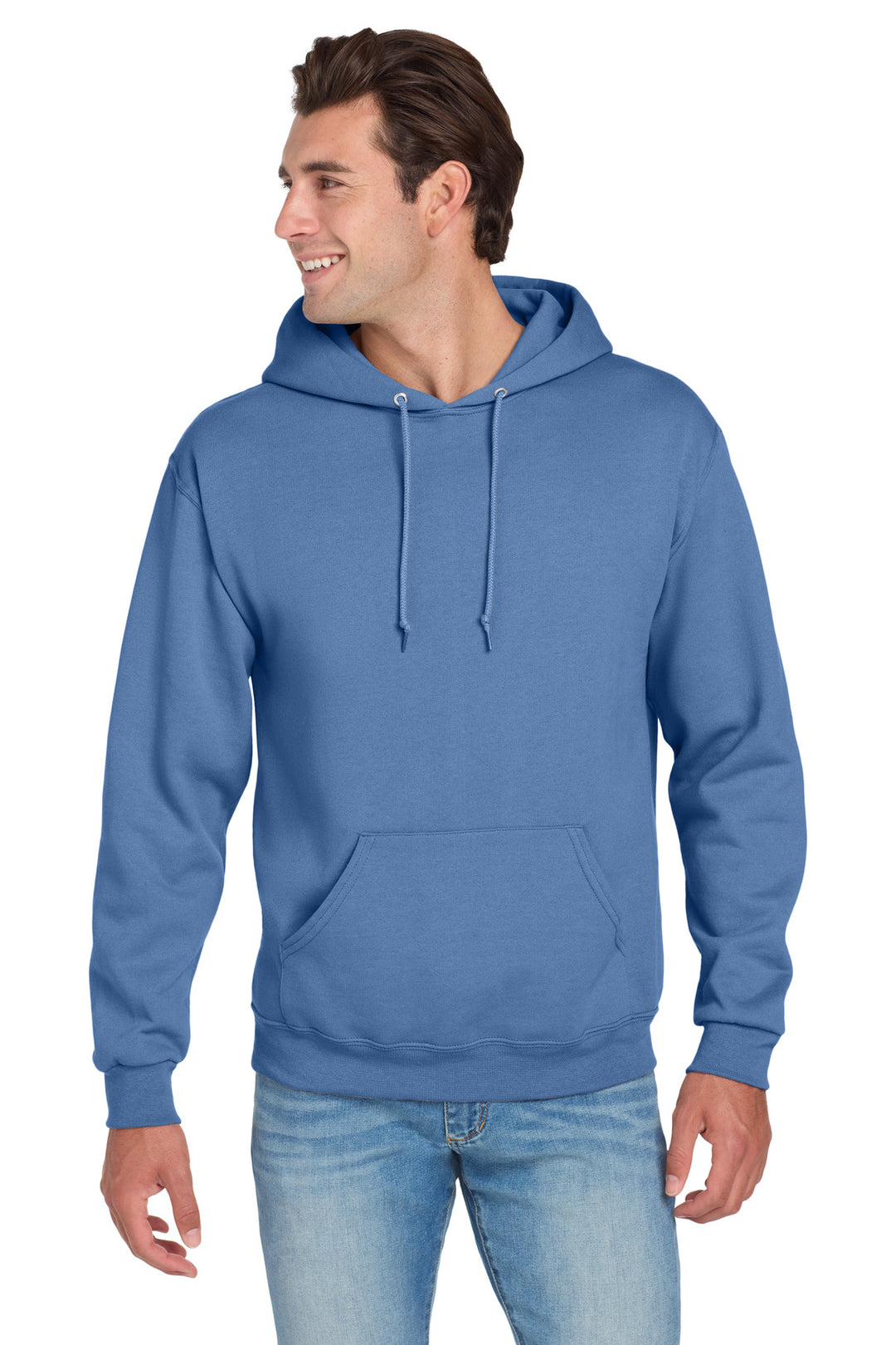 Front View of PeriwnklBl Jerzees NuBlend Pullover Hooded Sweatshirt. 996M