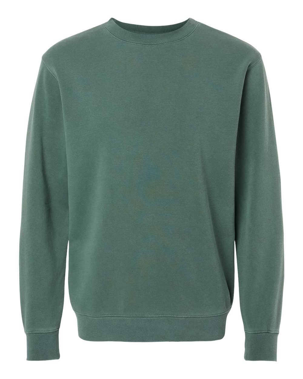 Front View of Pigment Alpine Green Midweight Pigment-Dyed Crewneck Sweatshirt - PRM3500