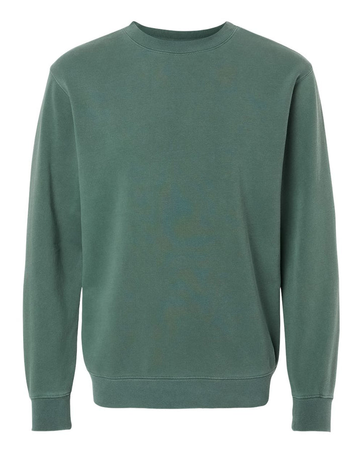 Front View of Pigment Alpine Green Midweight Pigment-Dyed Crewneck Sweatshirt - PRM3500