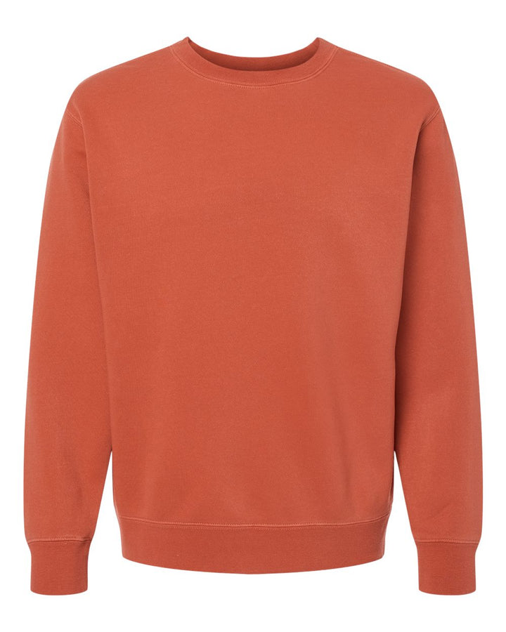 Front View of Pigment Amber Midweight Pigment-Dyed Crewneck Sweatshirt - PRM3500