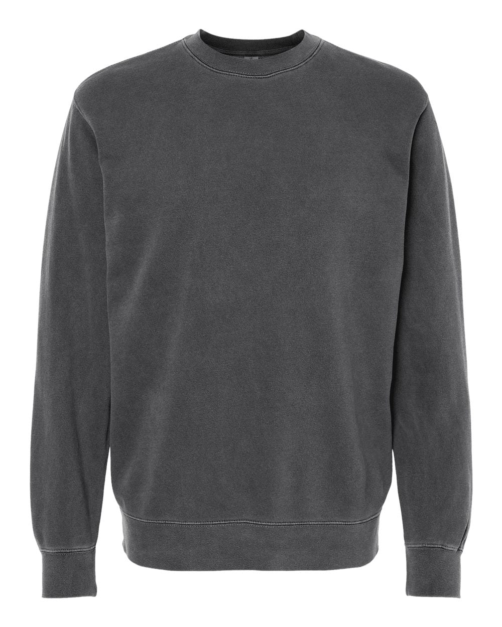 Front View of Pigment Black Midweight Pigment-Dyed Crewneck Sweatshirt - PRM3500