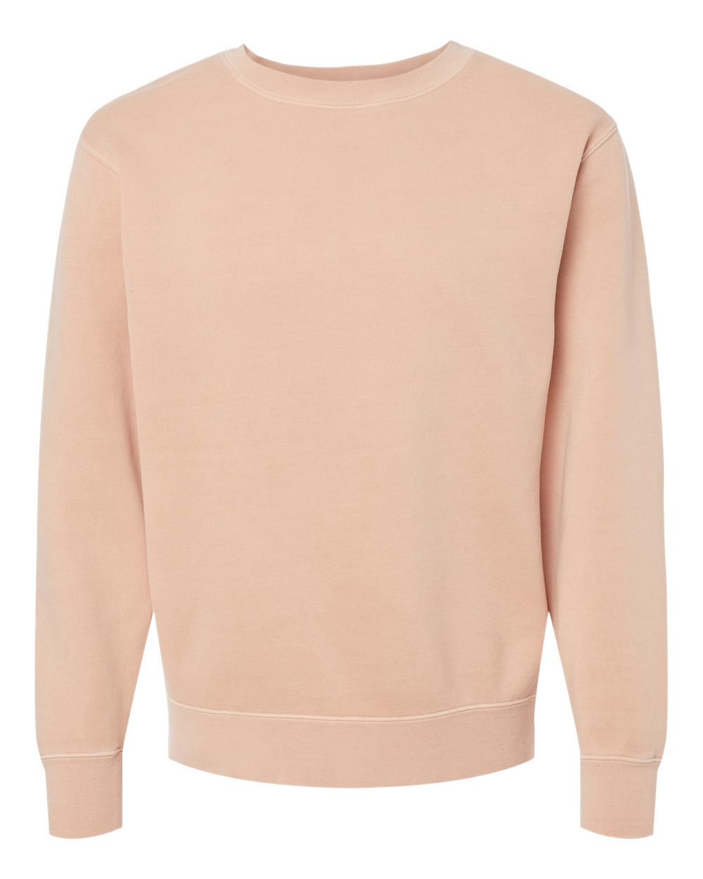 Front View of Pigment Dusty Pink Midweight Pigment-Dyed Crewneck Sweatshirt - PRM3500
