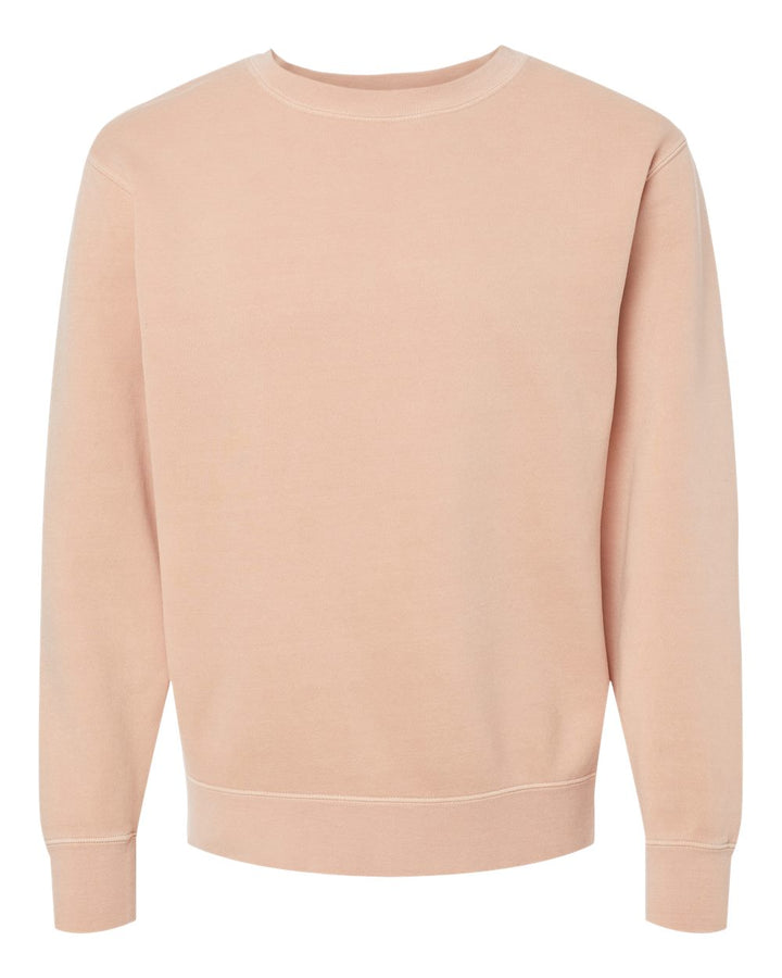 Front View of Pigment Dusty Pink Midweight Pigment-Dyed Crewneck Sweatshirt - PRM3500