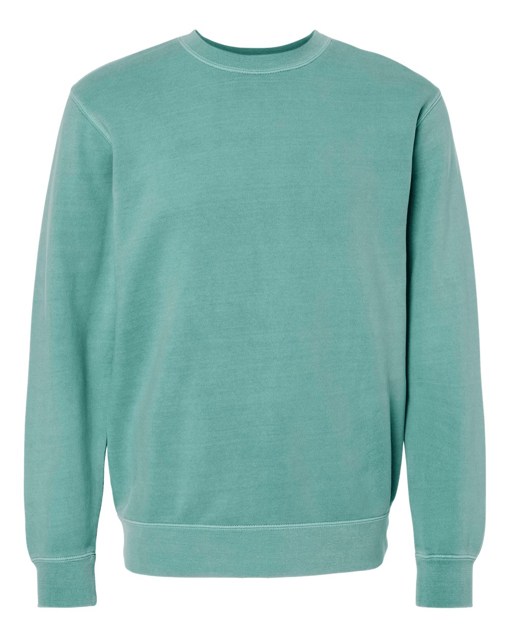 Front View of Pigment Mint Midweight Pigment-Dyed Crewneck Sweatshirt - PRM3500