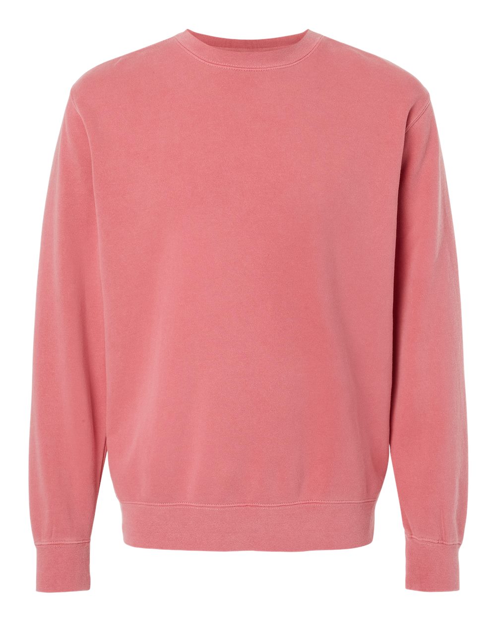 Front View of Pigment Pink Midweight Pigment-Dyed Crewneck Sweatshirt - PRM3500