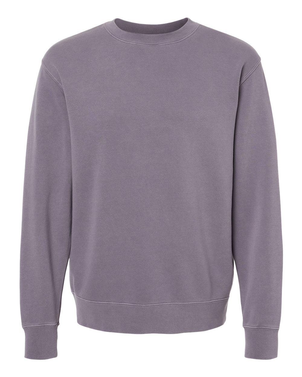 Front View of Pigment Plum Midweight Pigment-Dyed Crewneck Sweatshirt - PRM3500