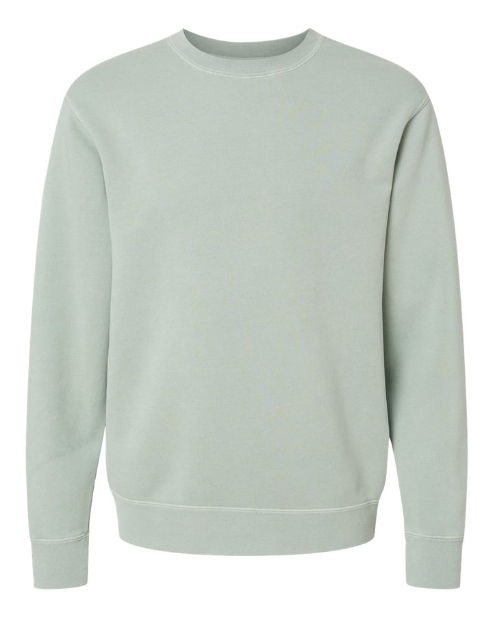 Front View of Pigment Sage Midweight Pigment-Dyed Crewneck Sweatshirt - PRM3500