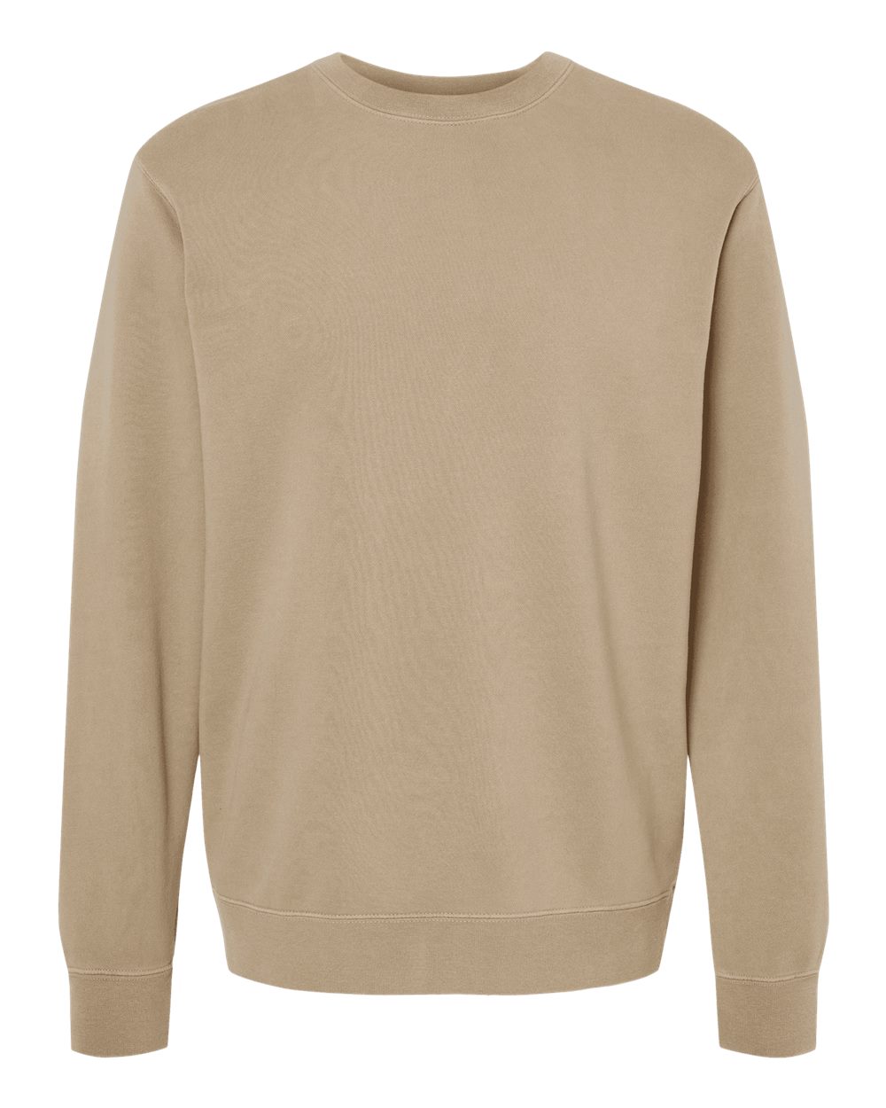 Front View of Pigment Sandstone Midweight Pigment-Dyed Crewneck Sweatshirt - PRM3500