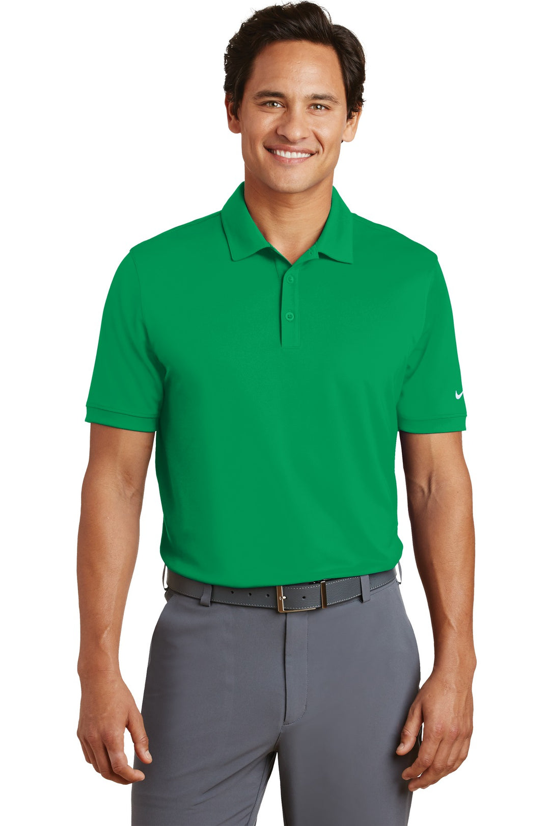 Front View of Pine Green Nike Dri-FIT Players Modern Fit Polo. 799802