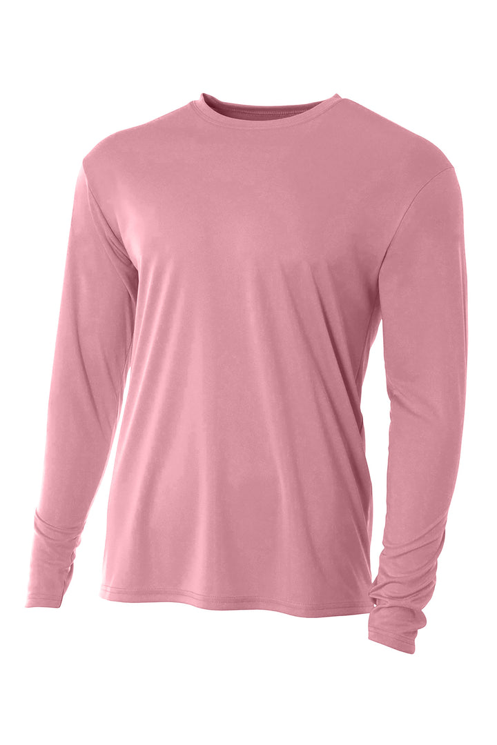 Front View of Pink A4 Cooling Performance Long Sleeve Tee A4N3165