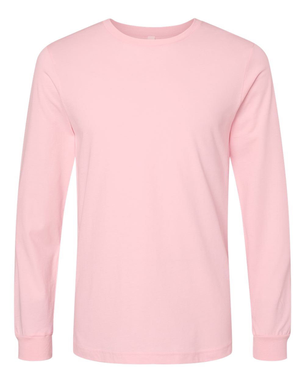 Front View of Pink Jersey Long Sleeve Tee - 3501
