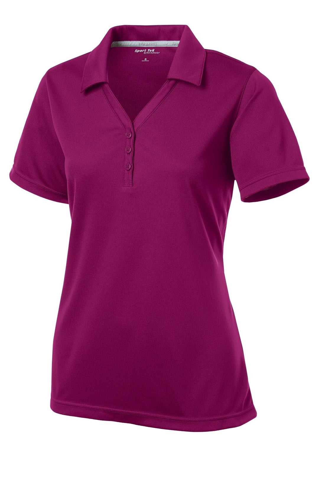 Front View of Pink Rush Sport-Tek Women's PosiCharge Micro-Mesh Polo. LST680