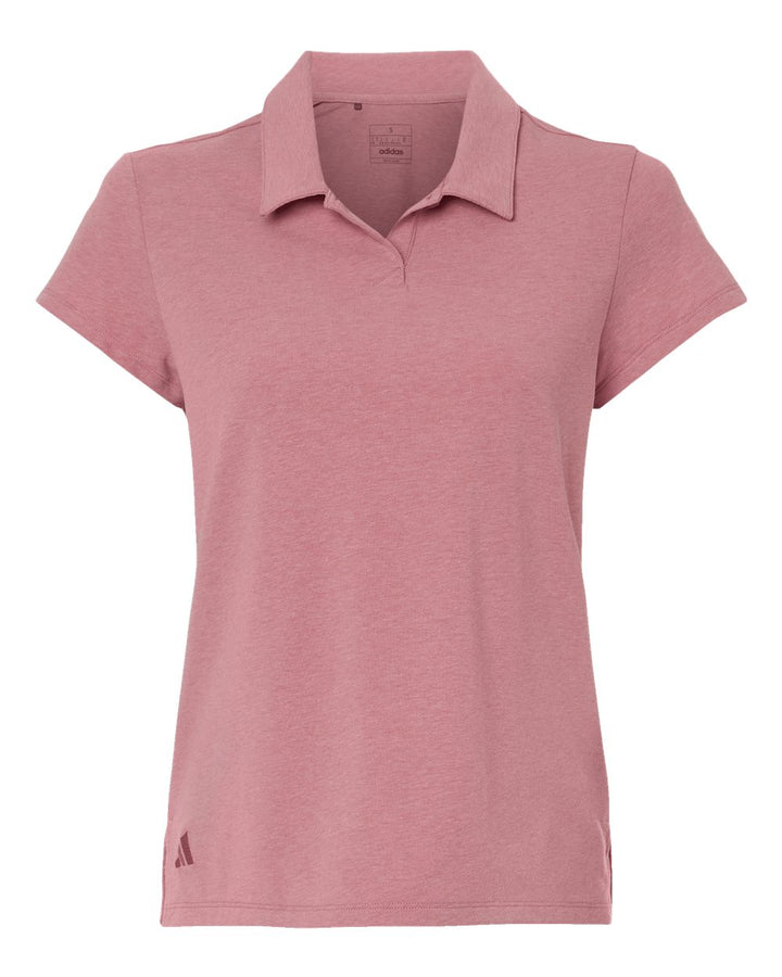 Front View of Pink Strata Melange Women's Blend Polo - A690