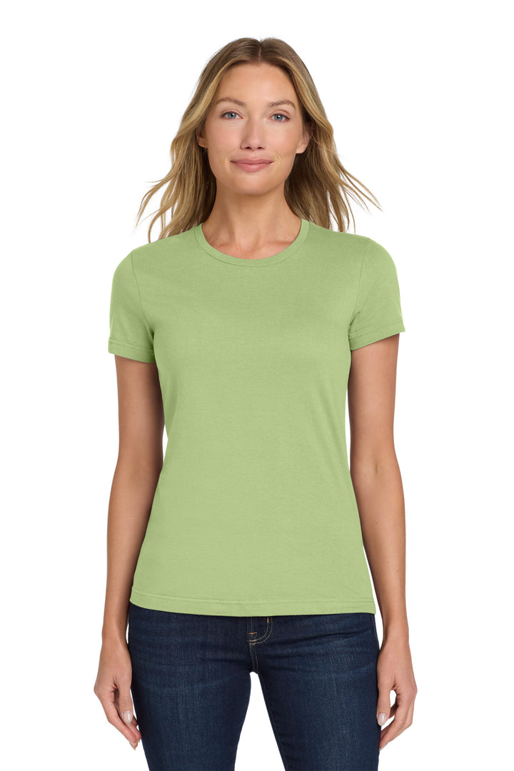 Front View of Pistachio Gildan Softstyle Women's T-Shirt. 64000L