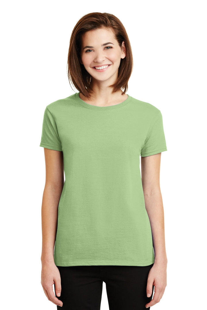 Front View of Pistachio Gildan Women's Ultra Cotton 100% US Cotton T-Shirt. 2000L