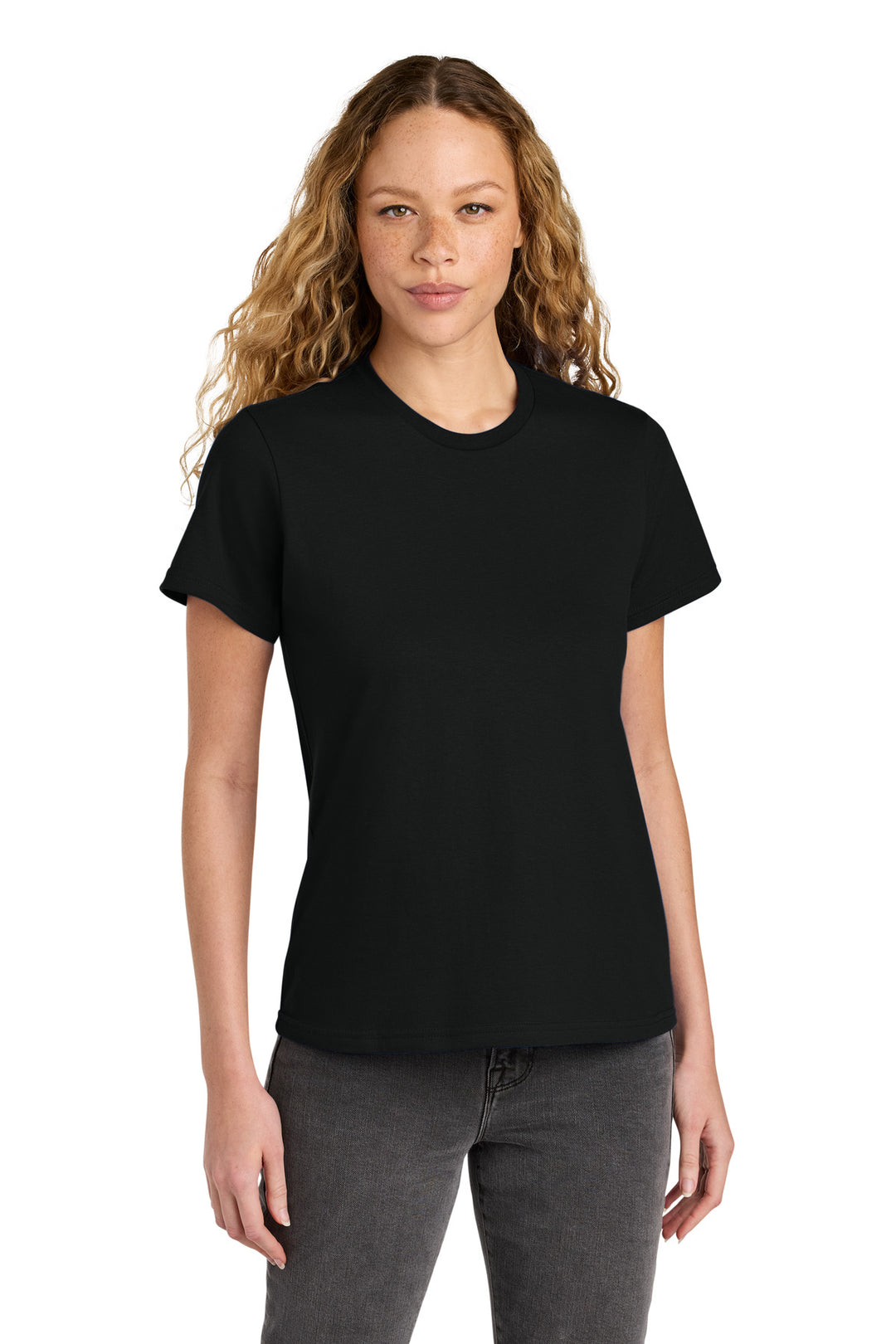 Front View of PitchBlack Gildan Women's Softstyle Midweight Tee 65000L