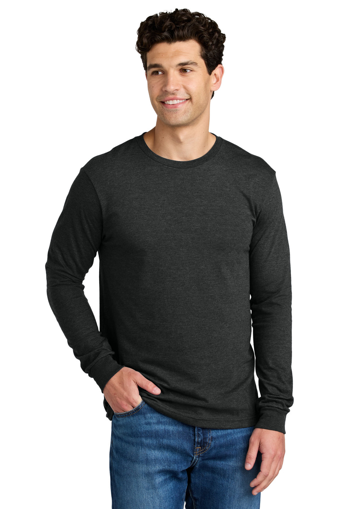 Front View of PitchBlMst Gildan Softstyle CVC Long Sleeve Tee 64440CVC