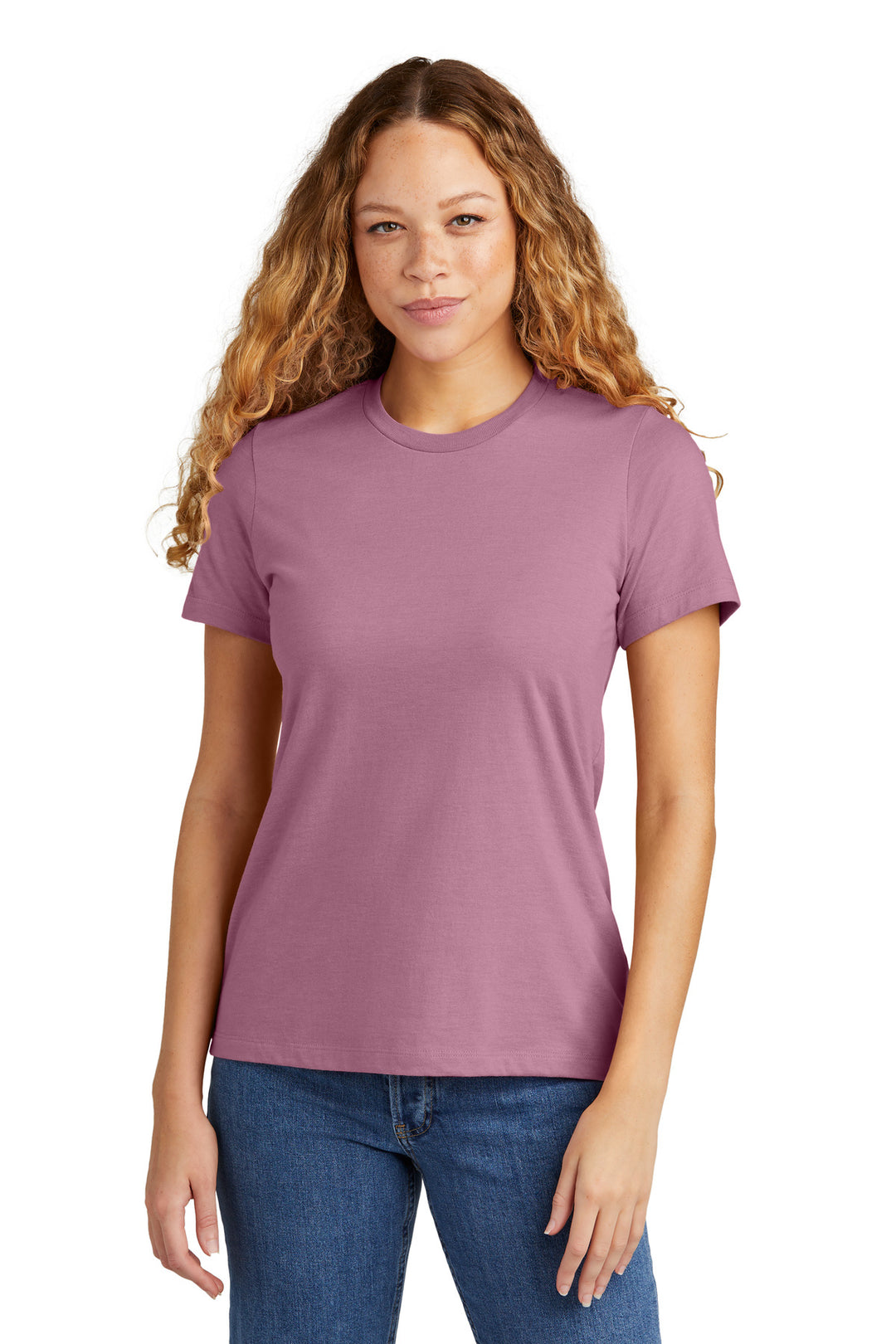 Front View of Plumrose Gildan Softstyle Women's CVC T-Shirt 64001LCVC