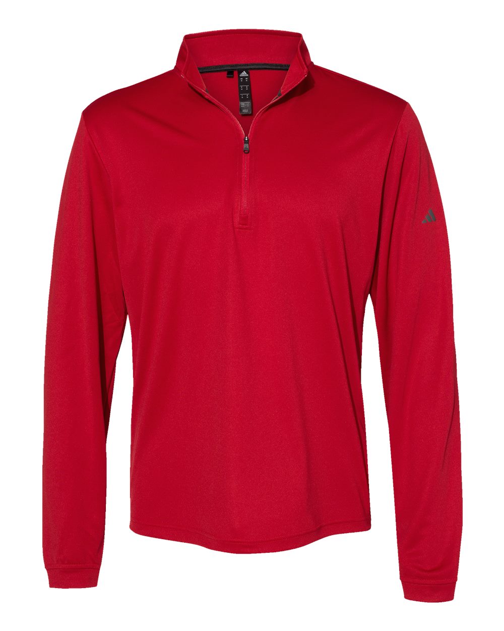 Front View of Power Red Lightweight Quarter-Zip Pullover - A401