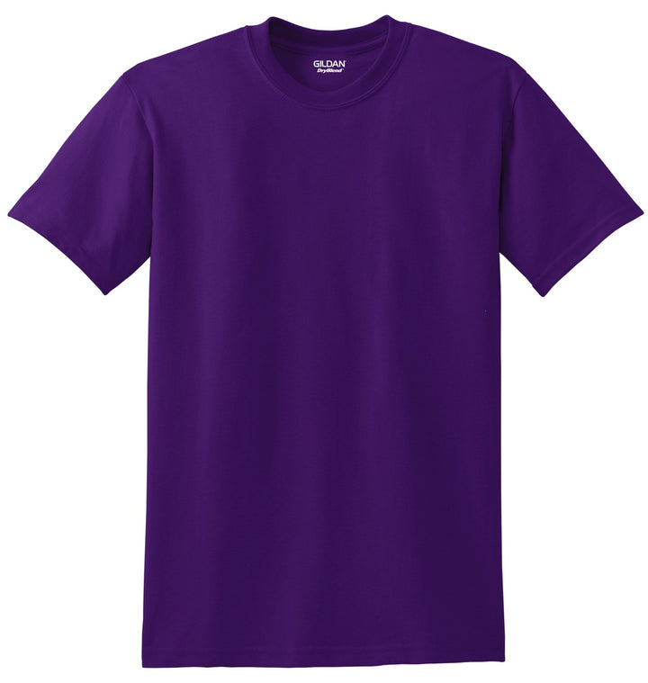 Front View of Purple Gildan DryBlend 50 Cotton/50 Poly T-Shirt. 8000