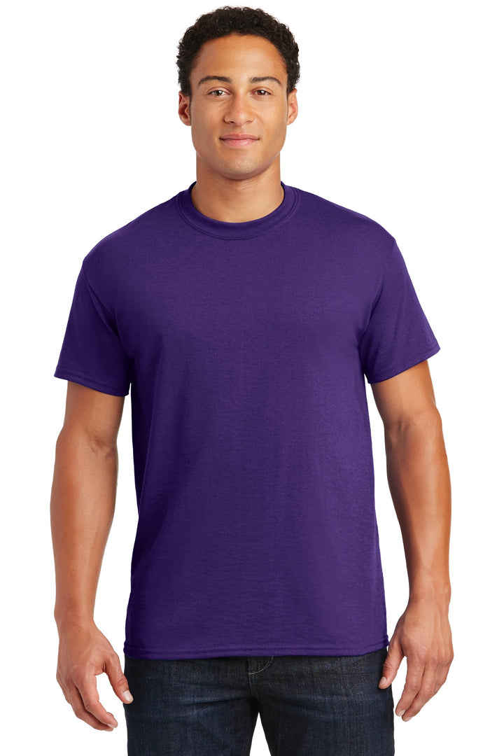 Front View of Purple Gildan DryBlend 50 Cotton/50 Poly T-Shirt. 8000