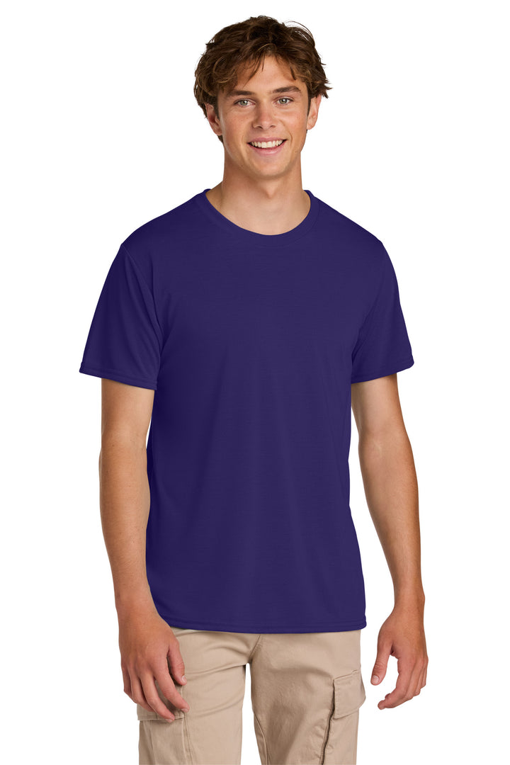Front View of Purple Gildan Gildan Performance T-Shirt. 42000